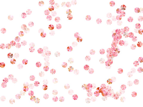 Peach gold sequin confetti placer vector background. Birthday anniversary greeting card background. Glamour twinkling bead elements holiday glitter. Birthday celebration confetti.