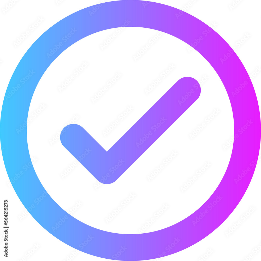Poster check mark symbol in gradient collors. check mark signs button.