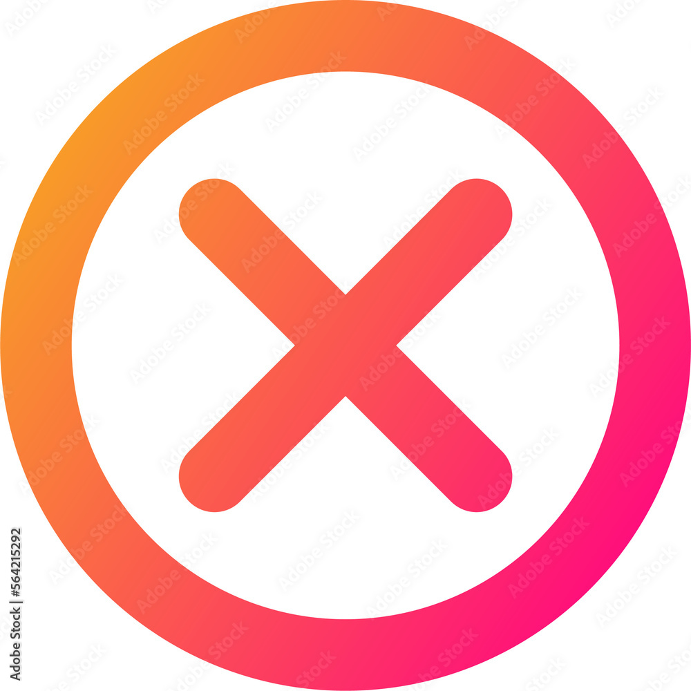 Aufkleber cross mark symbol in gradient colors. cross mark signs button.
