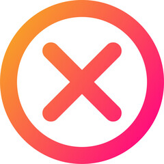 Cross mark symbol in gradient colors. Cross mark signs button.
