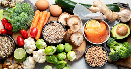 Selection of healthy food.