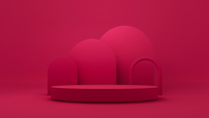 Red luxury podium for product display - 3D render