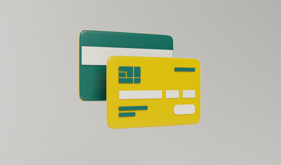 Fototapeta premium 3D render credit card online payment with shopping security protection, money financial transaction for business banking cashless concept illustration