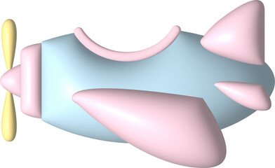 Pastel propeller plane in 3d style 