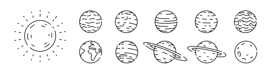 Planet icon. Solar system set. Linear icon. Vector Planet.