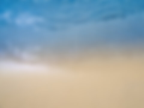 High-angle and blurred shots of the beach with blue sea