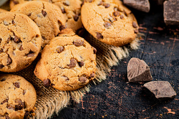 A pile of milk chocolate cookies. 