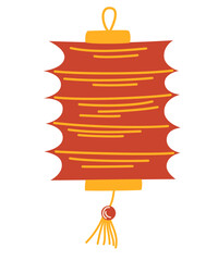Chinese Paper Lantern. Doodle icon. Traditional Chinese lantern day. Poster, April 20. Important day. Hand drawn vector illustration isolated on the white background.