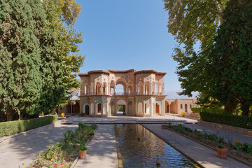 Fototapeta na wymiar View of beautiful Shazdeh Mahan Historical Garden (Prince's Garden) near Mahan, Kerman Province, Iran