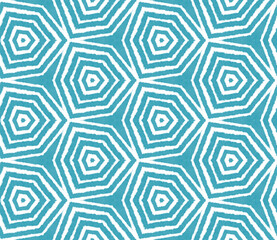 Exotic seamless pattern. Turquoise symmetrical