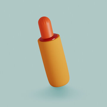 Fast food icon. French hot dog on blue background. 3d render