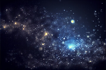 Obraz premium Glowing sparkles on a navy blue winter blizzard background