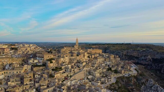 Panoramic View of Matera Basilica, Italy.