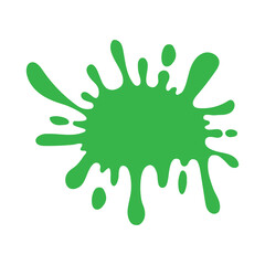 Green ink drops, splashes, blotter spots, liquid paint drip, drop splash and ink splatter artistic art decoration