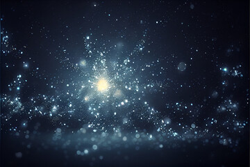 Obraz premium Glowing sparkles on a navy blue winter blizzard background