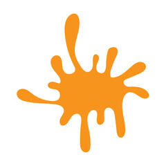 Orange ink drops, splashes, blotter spots, liquid paint drip, drop splash and ink splatter artistic art decoration