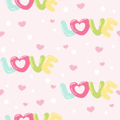 valentine's day seamless pattern with word love