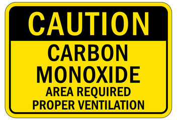 Carbon Monoxide safety sign and labels area required proper ventilation