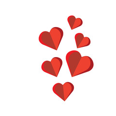 Paper red hearts on transparent or white background. Valentine’s day and love concept. illustration paper cut design style. PNG