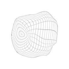 Deflated 3D sphere icon. Distorted wireframe of Earth globe isolated on white background. Planet climate changing concept. Deformation of ball grid