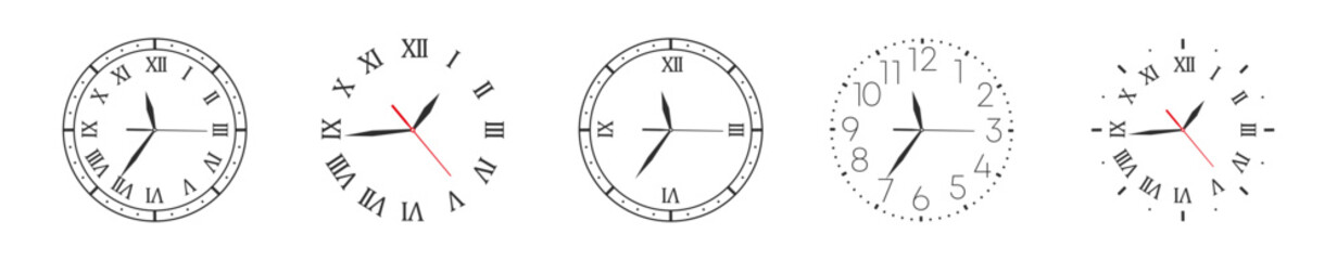 Clock icon set. Vector Time and Clock icons set. Circle arrow icon. Vector illustration eps 10