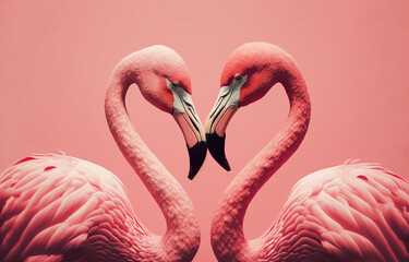 Obraz premium Two lovers flamingos. Generative AI,