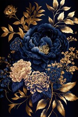 golden floral background made with generative ai