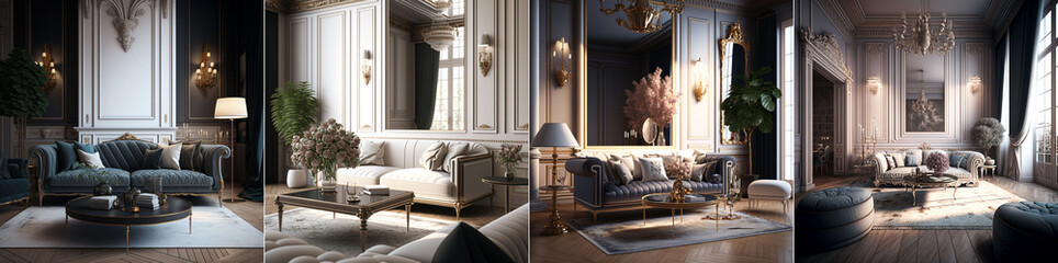 luxury living room interior. scandinavian style. generative ai.	
