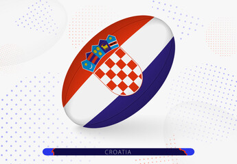 Rugby ball with the flag of Croatia on it. Equipment for rugby team of Croatia.
