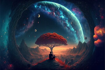 Dreamy Nightscape: A Fantasy Landscape of Earth and Night Sky