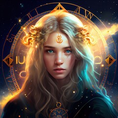 Virgo magical zodiac sign, astrology, Generative AI - obrazy, fototapety, plakaty