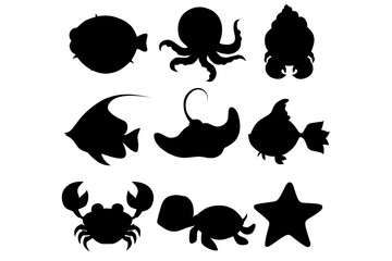 sea ​​animal silhouette vector illustration
