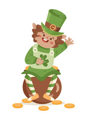 Little Boy with St. Patrick Costume - Hand Drawn - St. Patricks Day