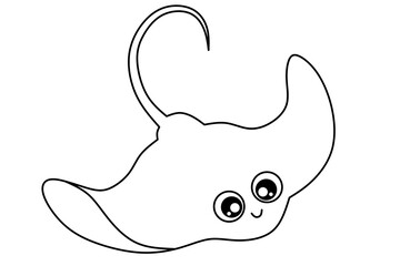cartoon stingray outline picture for coloring book