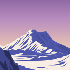 Winter mountain landscape. Mountain range. Vector illustration