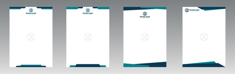 Set of Modern Business cyan and blue Letterhead Design Template, Abstract Design, Corporate Business - Letterhead Template, Multipurpose, elegant concept - Vector EPS file