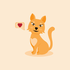 vector cute cat smile orange color