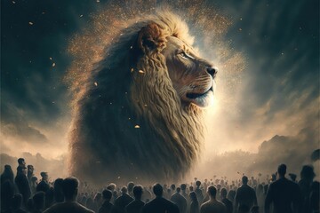 Majestic lion in the sky - obrazy, fototapety, plakaty