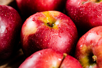 Fototapeta na wymiar Fragrant red apples. Macro background.
