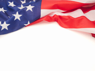 Part of the American flag is on a white background