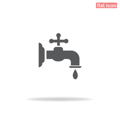 Simple vector water tap icon. Silhouette icon isolated on white background. Minimalistic style.
