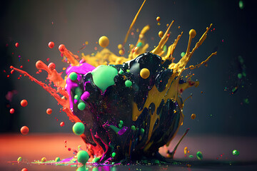 3d oil colorful splash background wallpaper, Ai generated