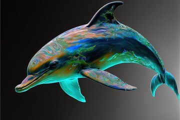 Beautiful dolphin illustration, background. Generative AI