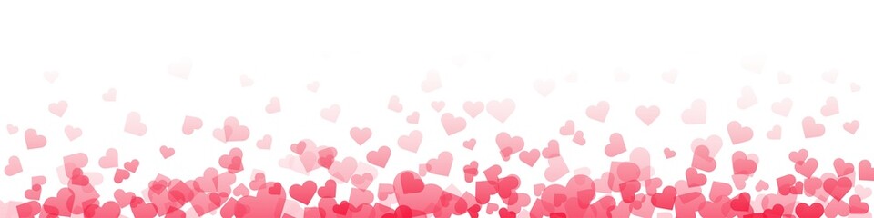 Fototapeta Love valentine background with pink petals of hearts on transparent background. Vector banner, postcard, background.The 14th of February. PNG image obraz