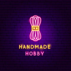 Handmade Hobby Neon Label. Vector Illustration of Craftsmanship Promotion.