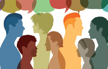 A social network for communication and discussion within a community. Vector Illustration. Group meeting or teamwork forum.