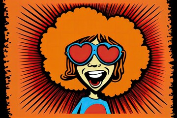 Comic style love heart hippie head