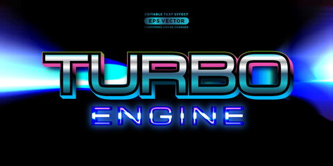 Turbo engine editable text style effect in retro look design with experimental background ideal for poster, flyer, logo, social media post and banner template promotion