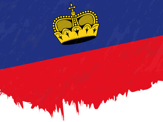 Grunge-style flag of Liechtenstein.