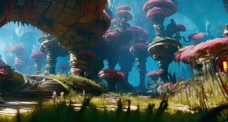 Environments in Alice in wonderland - This Illustration is made with AI